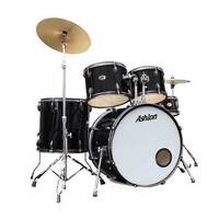Ashton TDR522 5 Piece Beginners Rock Drum Kit - Black