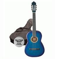Ashton SPCG12 1/2 Size Classical Guitar Starter Pack - Transparent Blue Burst