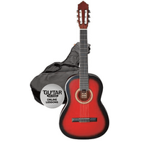 Ashton SPCG44 Full Size Classical Guitar Starter Pack - Transparent Red Burst
