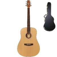 Ashton D20S Natural Wood Solid Top Guitar Plus Guitar Case