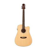 Ashton D20SCEQ Solid Top Acoustic Electric Dreadnought Cutaway Guitar in Natural Matte Finish