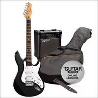 Ashton SPAG232M Electric Guitar Starter Pack with Maple Fingerboard - Black