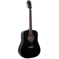 Aria AW-15 Left Handed Dreadnought Acoustic Guitar in Black