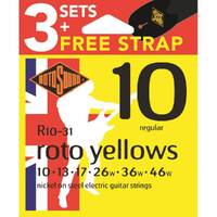 Rotosound R10-31 Electric Guitar Value Pack 3 Sets Plus Free Strap
